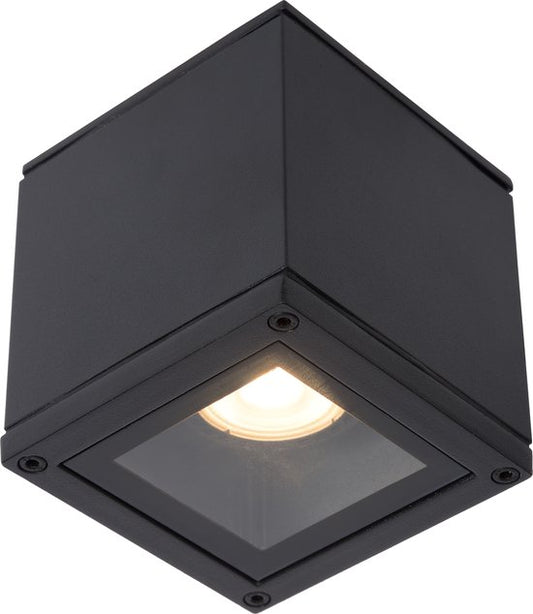 Lucide AVEN - Plafondspot (Plafondlamp) Badkamer - 1xGU10 - IP65 - Zwart