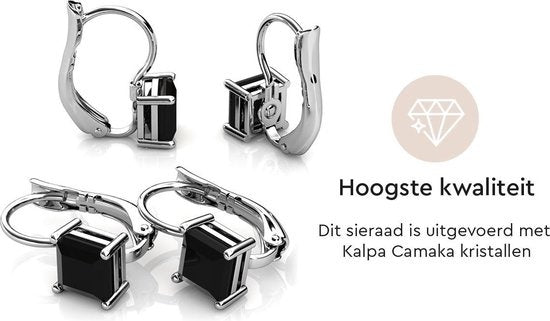 Yolora Dames Oorbellen - Zwarte Kalpa Camaka Kristallen Zilverkleurig