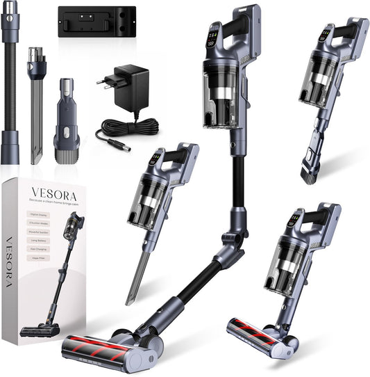 Vesora V7 Flex Steelstofzuiger - Draadloos - 31.000 Pa - HEPA - Opvouwbare Steel
