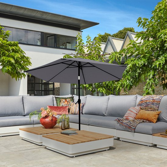 LifeGoods Parasol - Ø270 cm - 30° Kantelbaar - Waterdicht - met Hoes - Donkergrijs