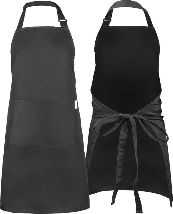 Keukenschort - Water- en vuilafstotend - Professioneel Kookschort - Schort voor Dames en Heren - Horeca Sloof - Unisex - Verstelbare Gesp - Extra Grote Vakken - Grijs