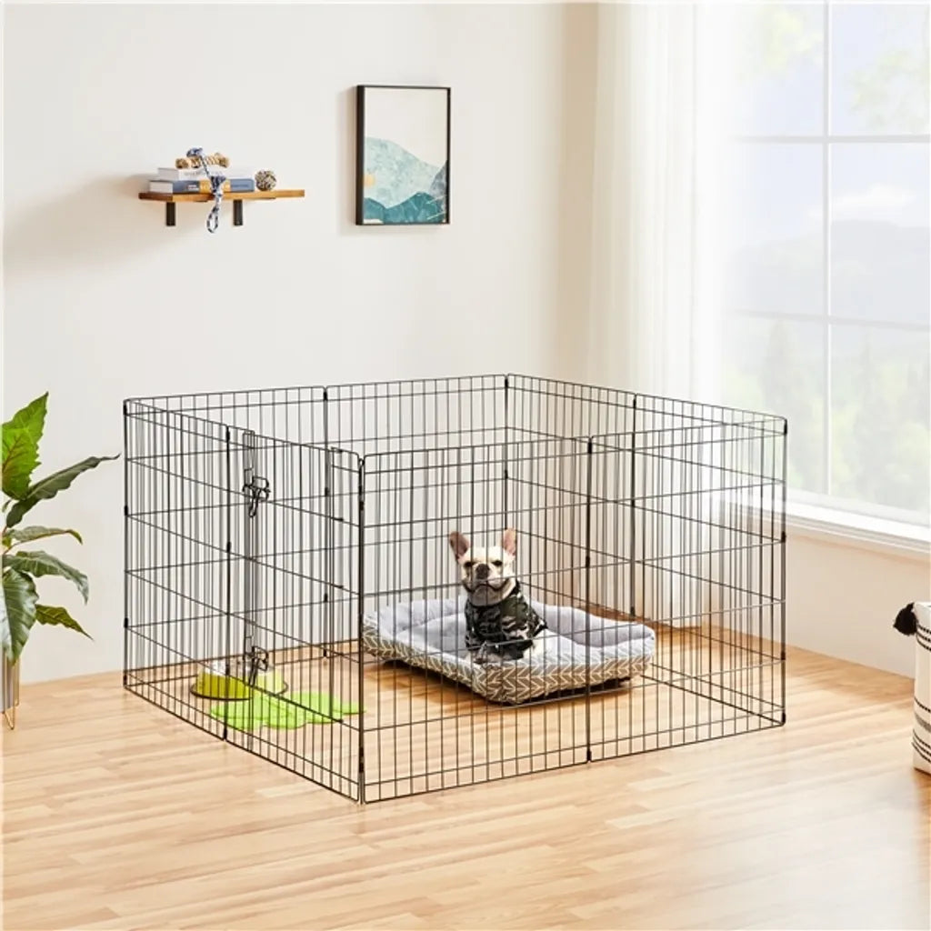 Yaheetech Puppyren - 8Panelen - Opvouwbaar - 76cm - Zwart