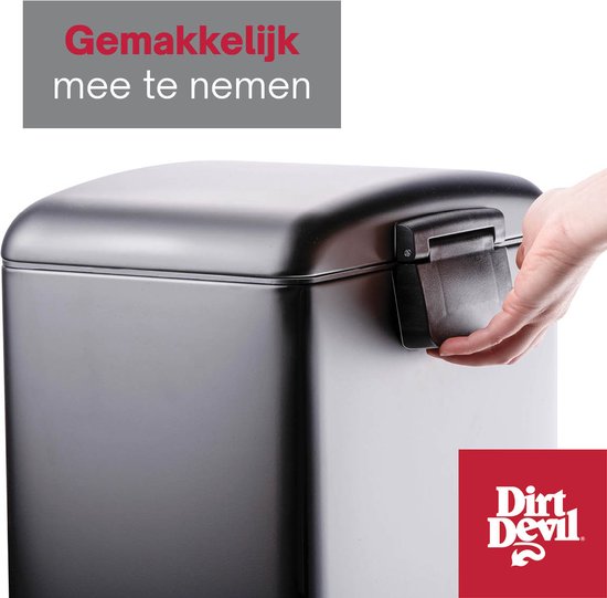 Dirt Devil Pedaalemmer 30 Liter - Afvalemmer Soft Close Mechanisme - Prullenbak met Verwijderbare Binnenbak - voor Keuken en Badkamer - 34,5 x 32,5 x 61,5 - RVS - Zwart