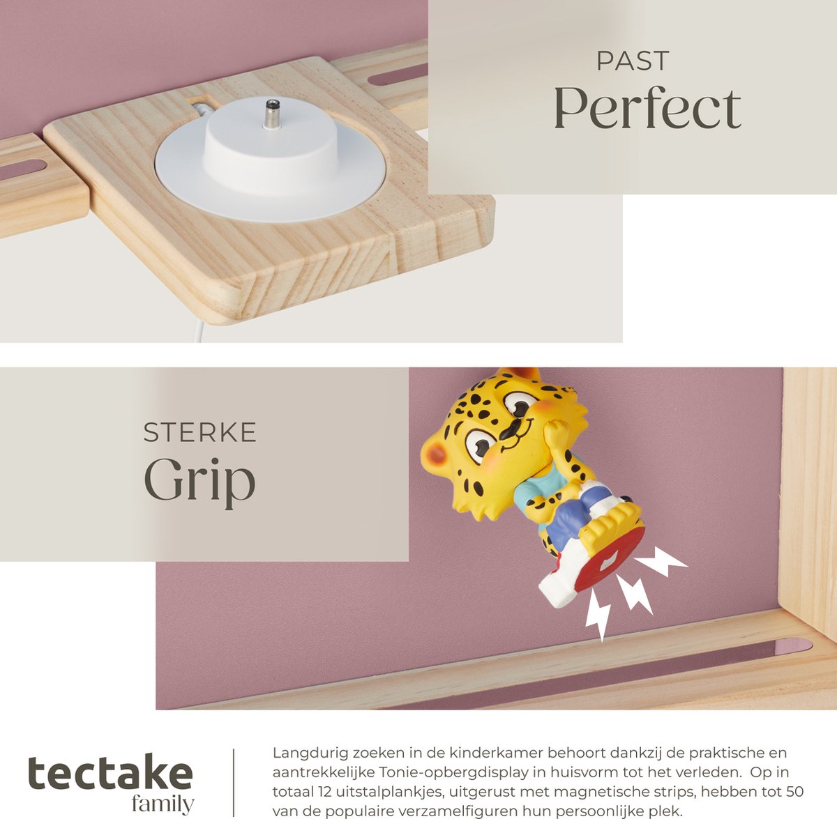 tectake Mylittle Story Wandrek voor Tonies – Huisvorm – Hout – Kersenlook