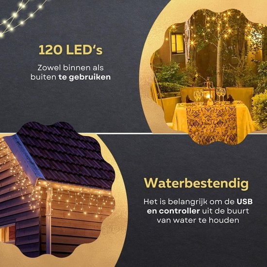 Giftmas IJspegel Kerstverlichting - Kerstverlichting Buiten – 120 LED's – 4m - Koppelbaar tot 12m - Voor Binnen en Buiten