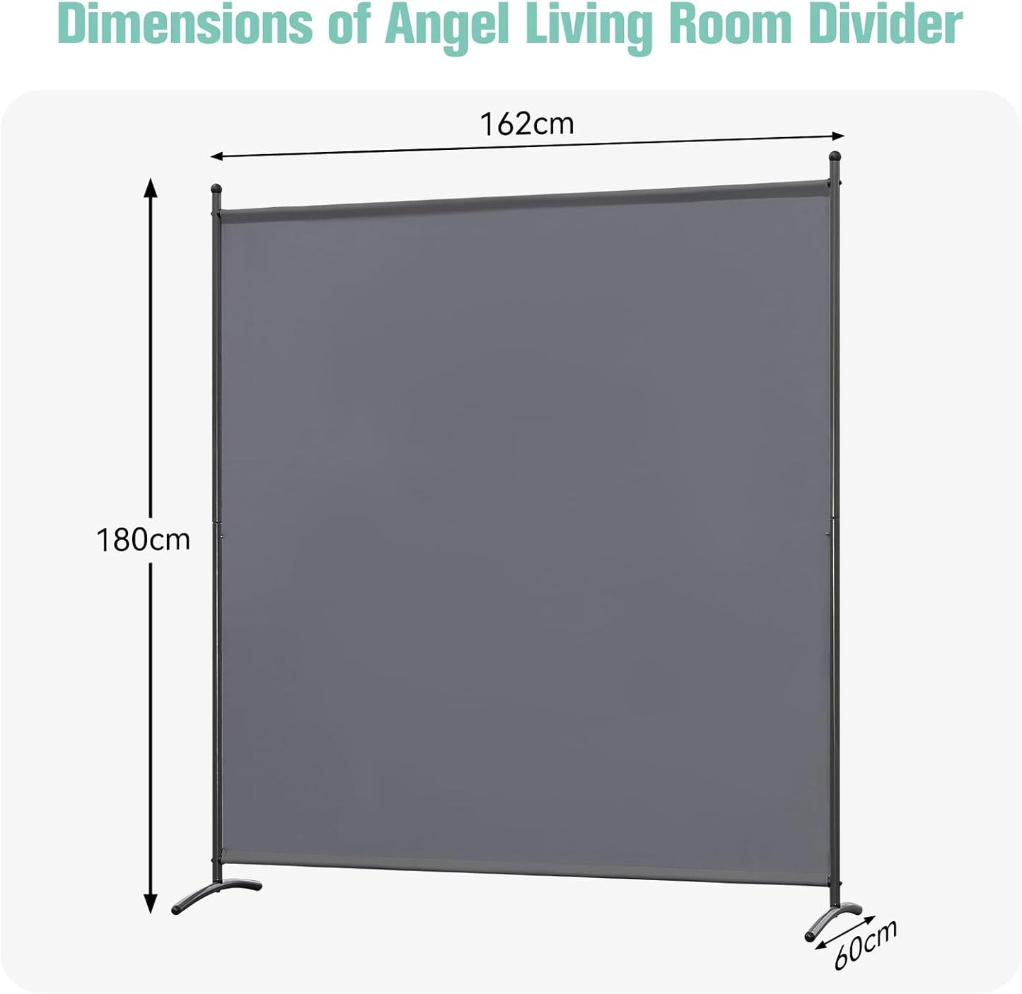 Angel Living Paravent – Moderne Kamerscherm & Ruimteverdeler – Privacy Scherm voor Binnen & Buiten, Grijs – 162 x 180 cm