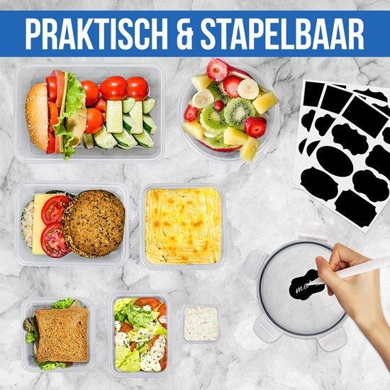 Strex Vershoudbakjes - Meal Prep Bakjes - Plastic Diepvries Bakjes - Met Deksel - 18 Delige set - BPA Vrije Magnetronbakjes