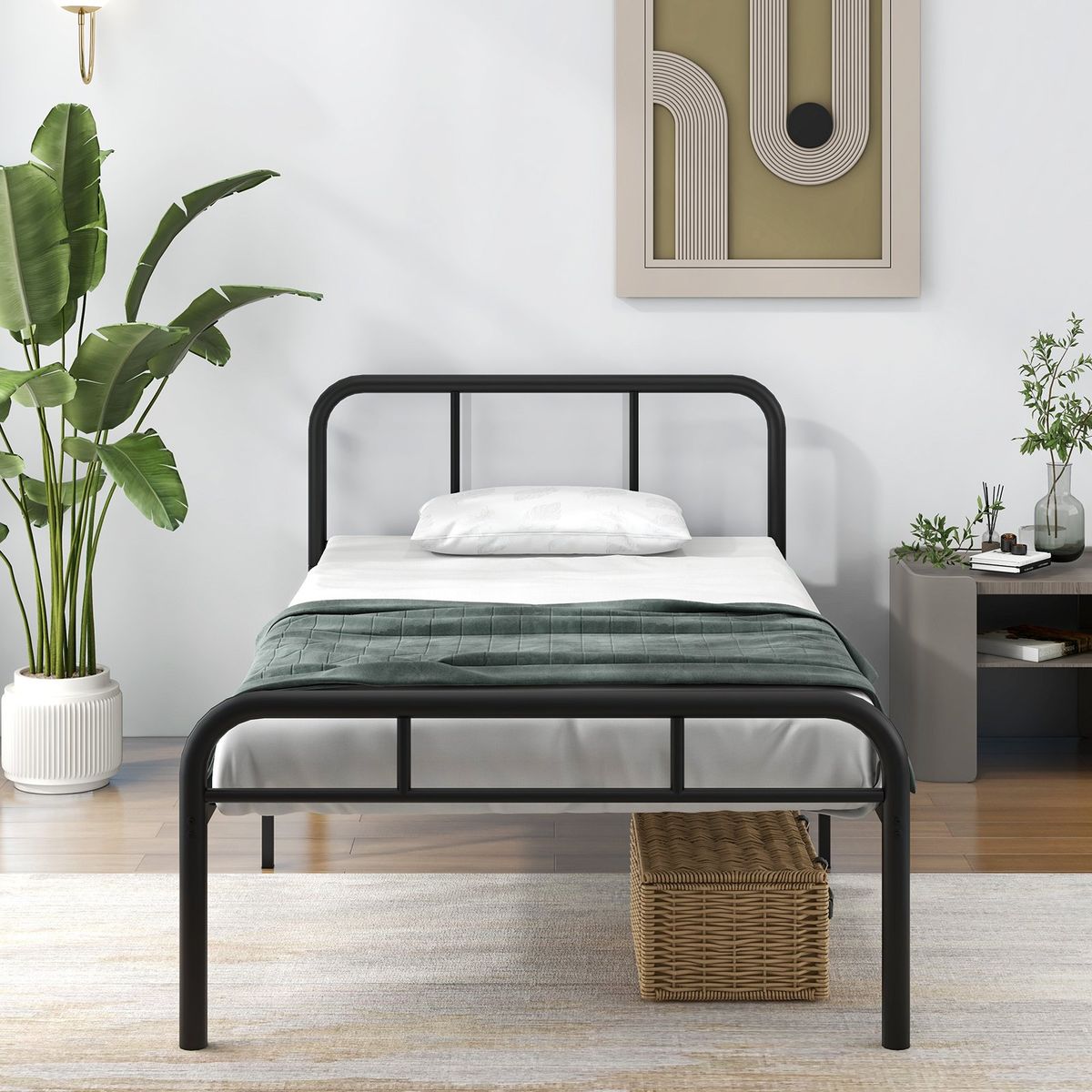 Coast Eenpersoonsbed - Metalen bedframe - Hoofd- en voeteneinde - 90 x 200 cm - Zwart