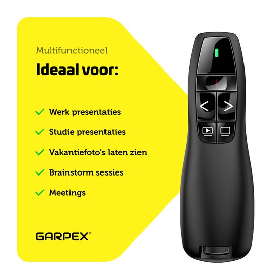 Garpex® Draadloze Presenter - Presentatie klikker - Wireless Presenter - Powerpoint afstandsbediening - Laser Pointer - Draadloos