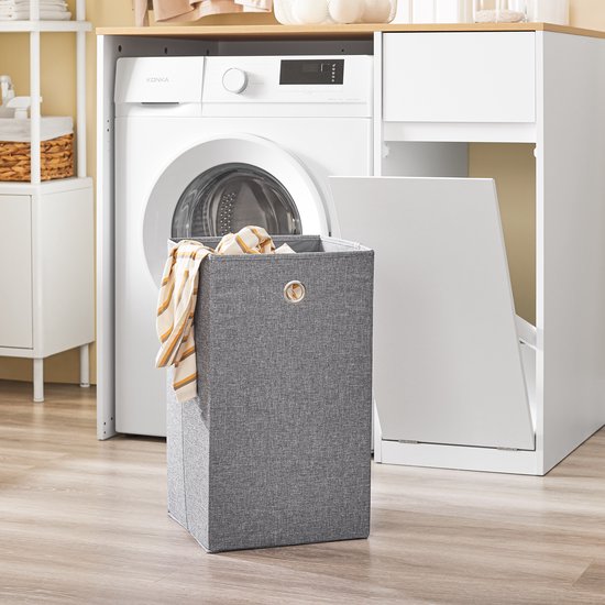 SoBuy Wasmachinekast - Badkamermeubel - Wasmand en Lade - hout - wit - 100 x 60 x 90 cm - BZR217-WN