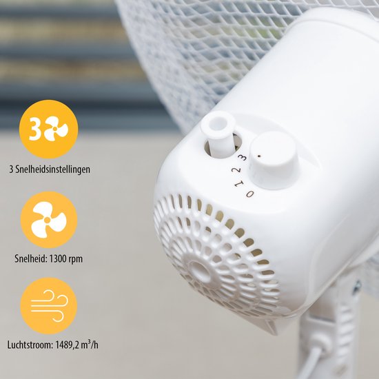 Tristar Tafelventilator 30 cm – 3 Snelheden – 85° Oscillatie – Verstelbare Luchtstroom – VE-5724 – Wit