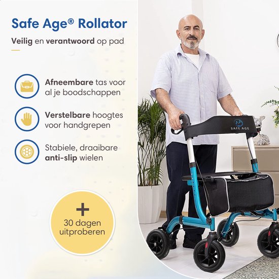 SafeLife Rollator Opvouwbaar met zitfunctie - voor binnen en buiten