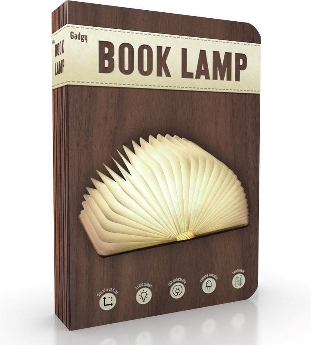 Gadgy Boeklamp – Tafellamp slaapkamer – Sfeerverlichting binnen - Groot: 21.5 x 17cm - Oplaadbaar