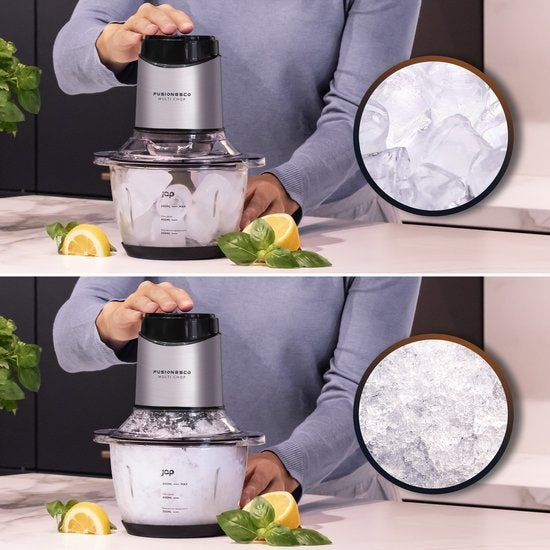 JAP Appliances Multi Chop - Hakmolen met glazen kom (1.2 liter) - IJscrusher - Vaatwasserbestendig - Food chopper - 6 messen - 400W