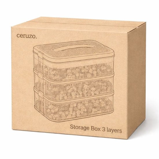 Ceruzo Speelgoed Opbergbox – 3 lagen – Transparant – Stapelbaar – Organizer- Inzetbakken