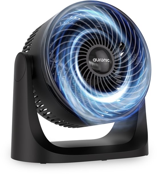 Auronic Tafelventilator - 3 Snelheden - Mini Ventilator - Vloerventilator - Muurmontage mogelijk - 41db - 90° Oscillatie - 7 Meter Luchtstroom - Zwart