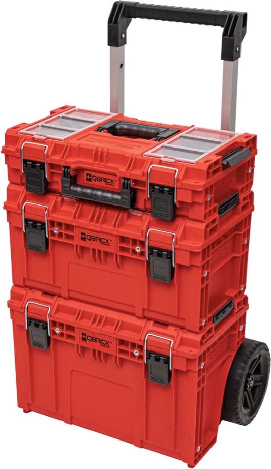 Qbrick System PRIME Set 1 RED Ultra HD – Modulaire Gereedschapswagen met Toolbox 150 en 250 Vario – 3-Delig