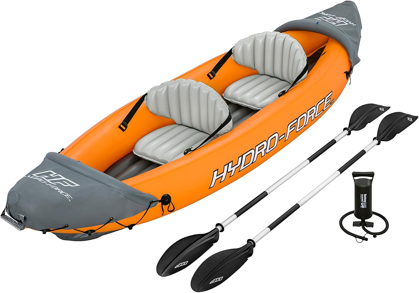 Hydro-Force Rapid - Opblaasbare Kajak voor 2 Personen - met Zittingen - Rugleuning - Peddels - Handpomp - en Draagtas - Oranje