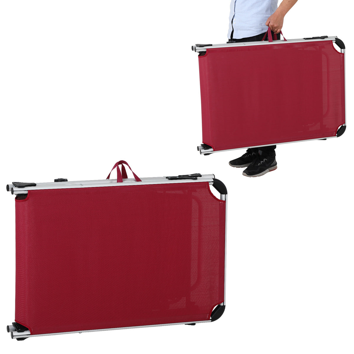 Casaria Ligstoel Malta Comfort – met Zonnedak 210 cm – Rood