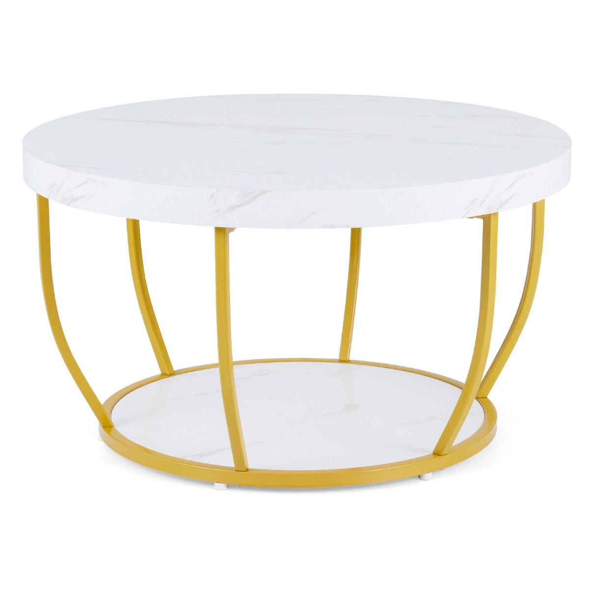Coast Ronde Salontafel - 2 niveaus - metalen frame - wit - 80 x 45 cm