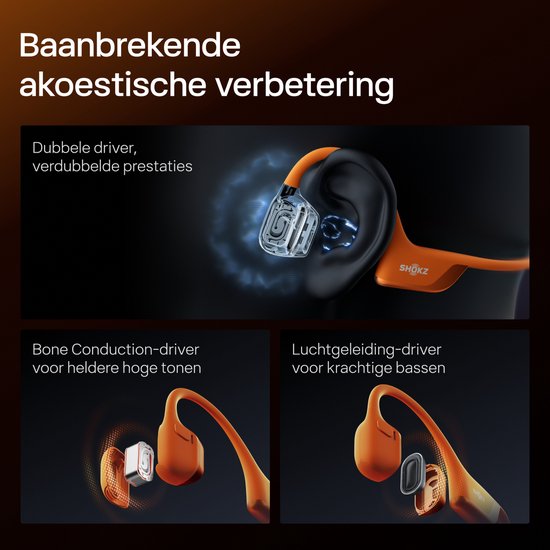 Shokz OpenRun Pro 2 - Bone Conduction - Sporthoofdtelefoon - Oranje
