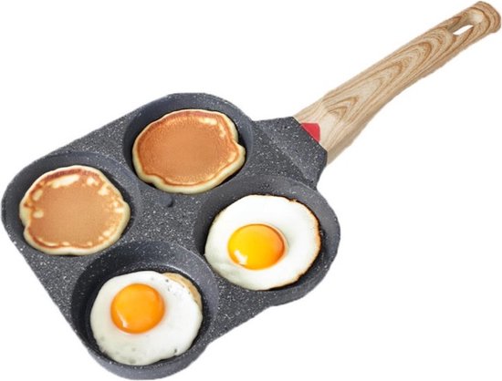 American Pancakepan - Pannenkoekenpan - Omeletpan - 4 Vakjes - Diameter 9 cm - Anti-aanbaklaag