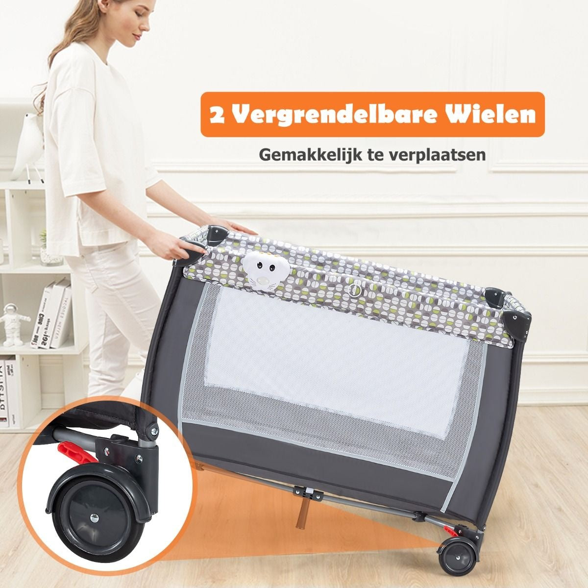 Coast 3-In-1 Inklapbaar Reisbed & Verschoonbed & Box met Afneembaar en Verstelbaar Gaas