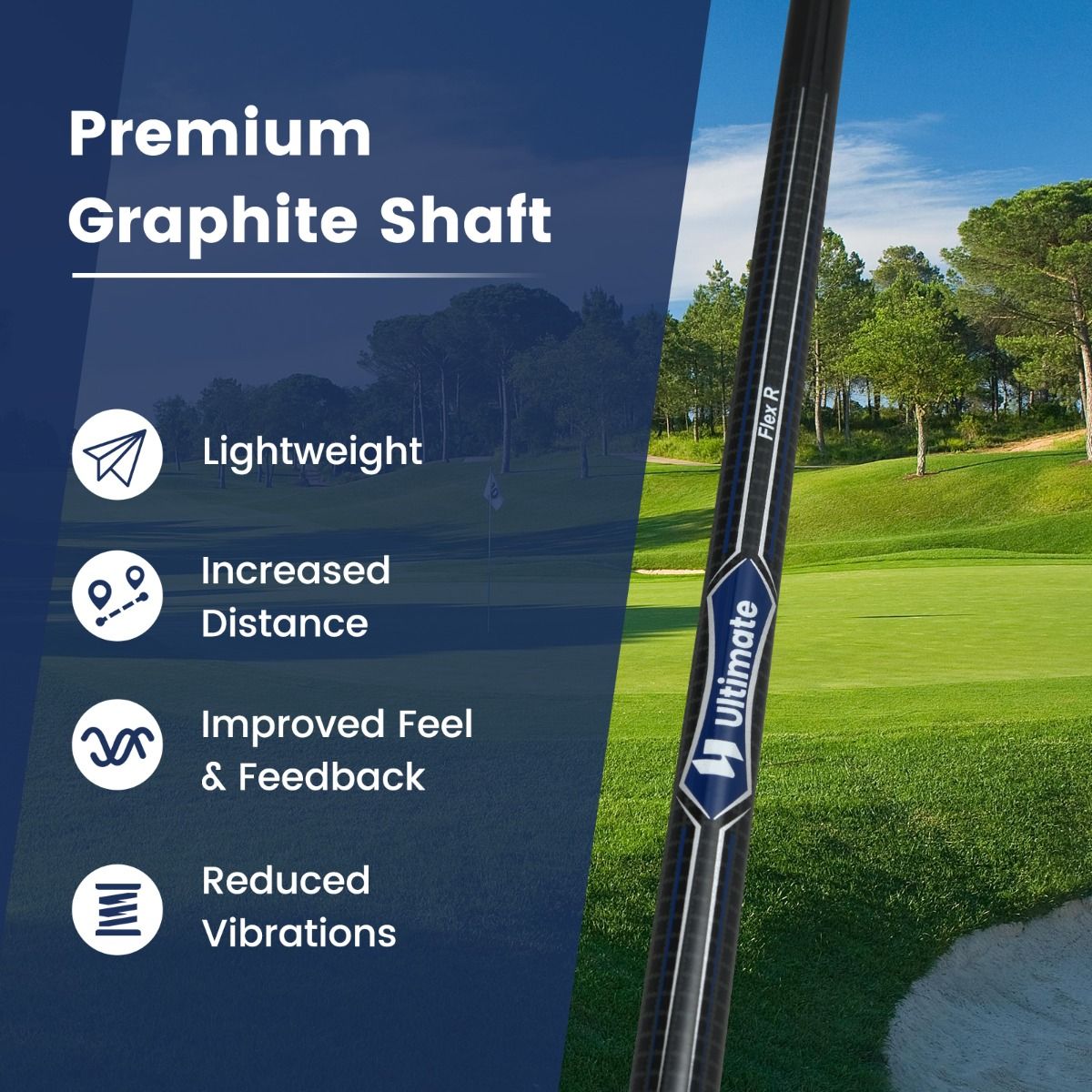 Coast Golfdriver voor Heren - 460 cc clubhoofd - Grafiet shaft - Zwart en Zilver
