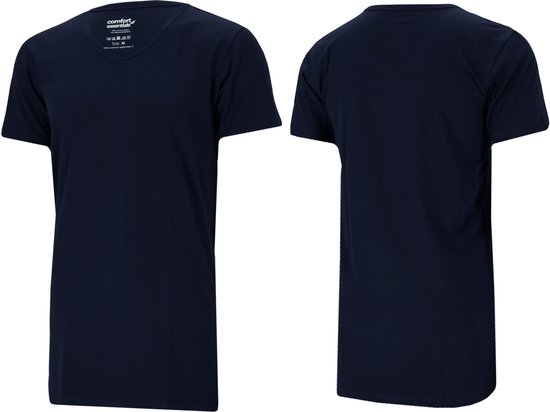 Comfort Essentials - T Shirts Heren - Extra Lang - Navy XXL - 3 Pack - V Hals - Ondershirt Heren