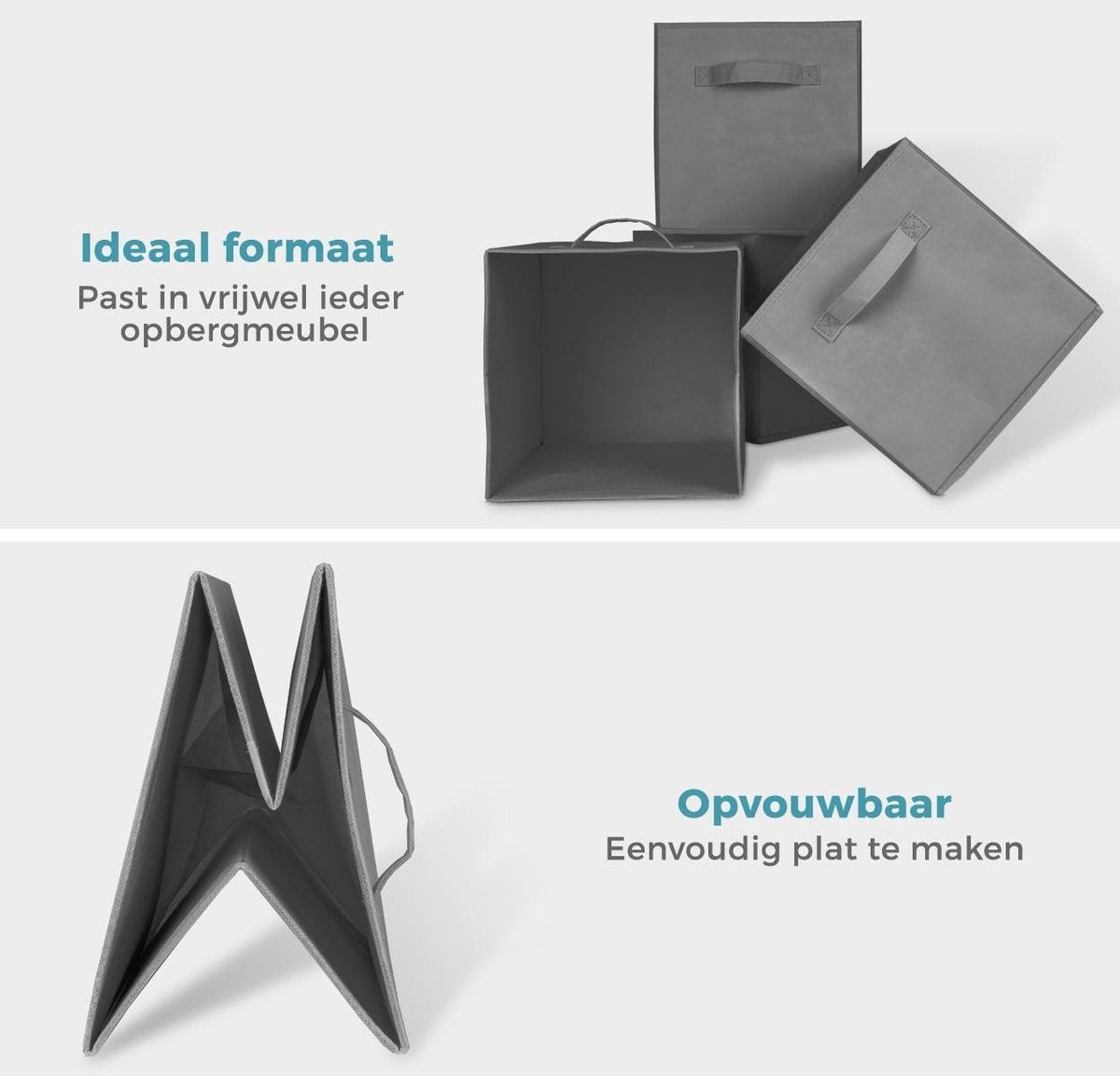 LifeGoods Kast Organizers - 6 Stuks - 20L - Textiel - Grijs