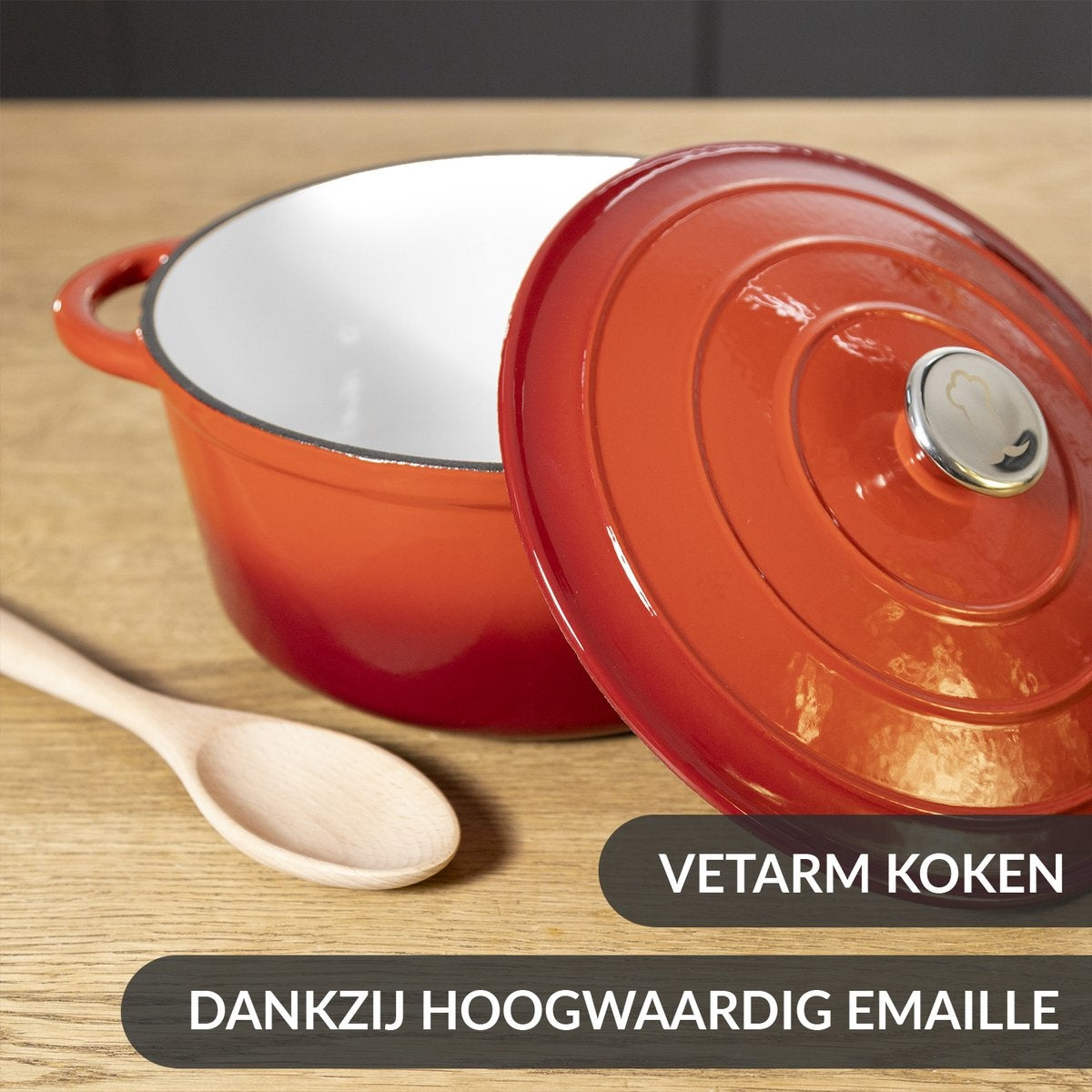 Chefarone Gietijzeren Pan – Braadpan – Inclusief Deksel – Geschikt Voor Alle Warmtebronnen – Cocotte / Email