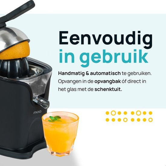 MOA Citruspers - Citrusjuicer - Elektrische Sinaasappelpers - Citroenpers - 2 Perskegels - Zwart - CJ408B
