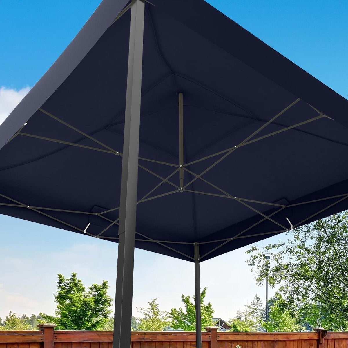 LifeGoods Partytent - Paviljoen - EasyUp - Opvouwbaar - Waterdicht - Met Draagtas met wieltjes - 300 x 300 cm - Donkerblauw