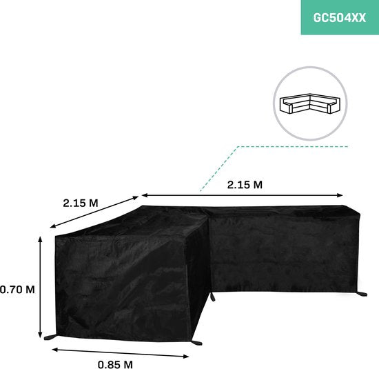 VONROC Premium tuinbank beschermhoes – L-vorm - 215/85 x 215/85 x 70cm