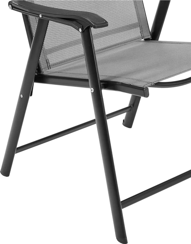 Yaheetech Tuinstoelen Set van 2 - Grijs - Opvouwbare Tuinstoelen met Hoge Rugleuning en Armleuningen