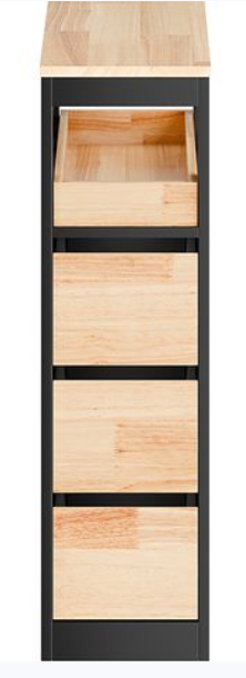 SoBuy Lage Badkamerkast met 4 Laden Zwart – 65 x 23 x 82 cm – BZR54-II-SCH