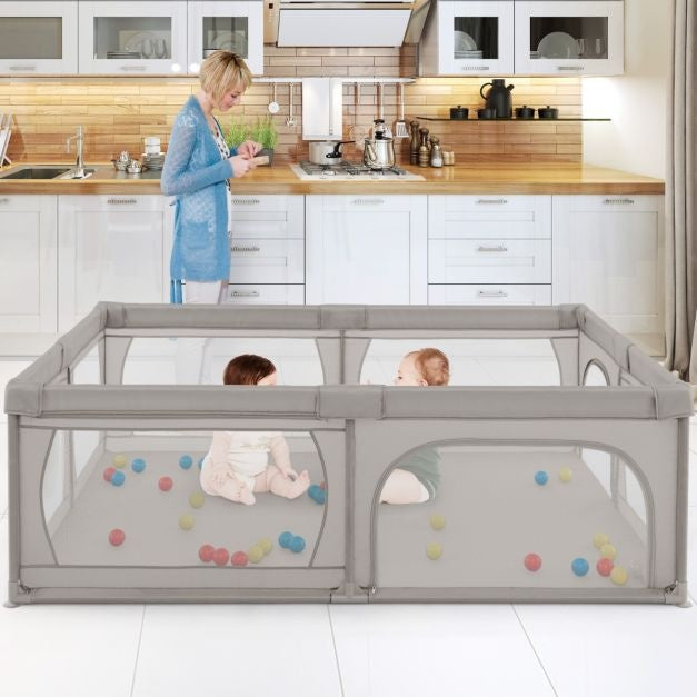 Coast babybox met 50 ballen en 2 deuren - 206 x 147 cm - grijs
