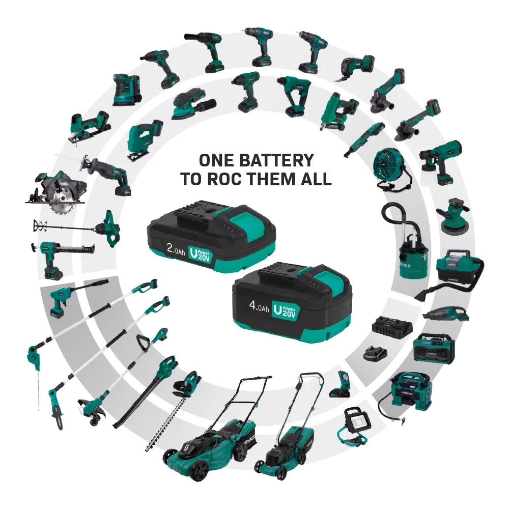 VONROC Accu Multitool 20V - met schraapmes, invalzaagblad, schuurzool en schuurpapier - 6 snelheden: 7.000 - 19.000 rpm - Incl. 4.0Ah accu en snellader