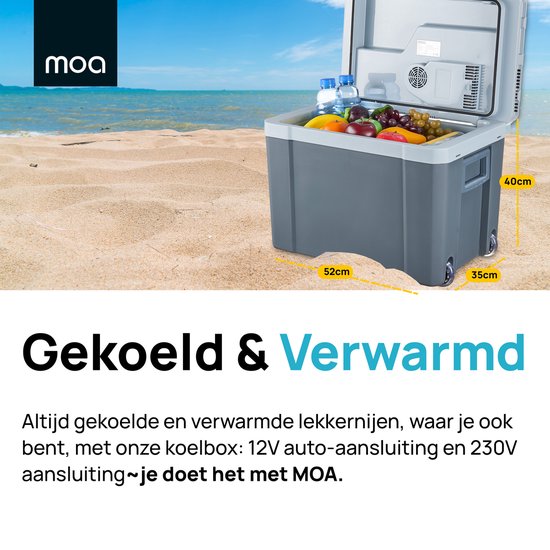 MOA Koelbox Elektrisch 12v 230 volt - Coolbox 40L - Frigobox - Camping Koelkast - Auto en Camping - Grijs