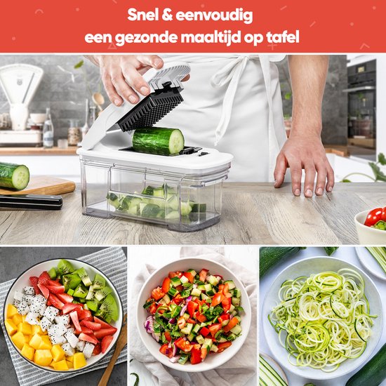 Stosh Mandoline - Groentesnijder - Uiensnijder - Spiraalsnijder - Frietsnijder - Rasp - 6-delig - BPA vrij
