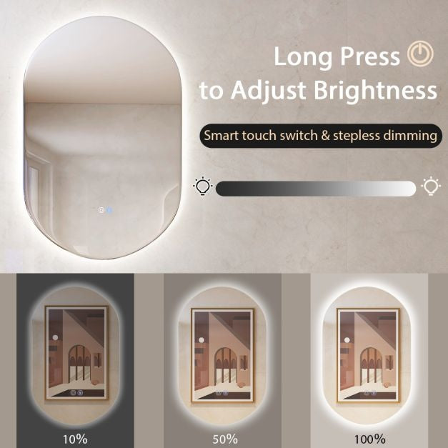Coast Dimbare Led-spiegel voor badkamer - Wandspiegel - 80x50 cm