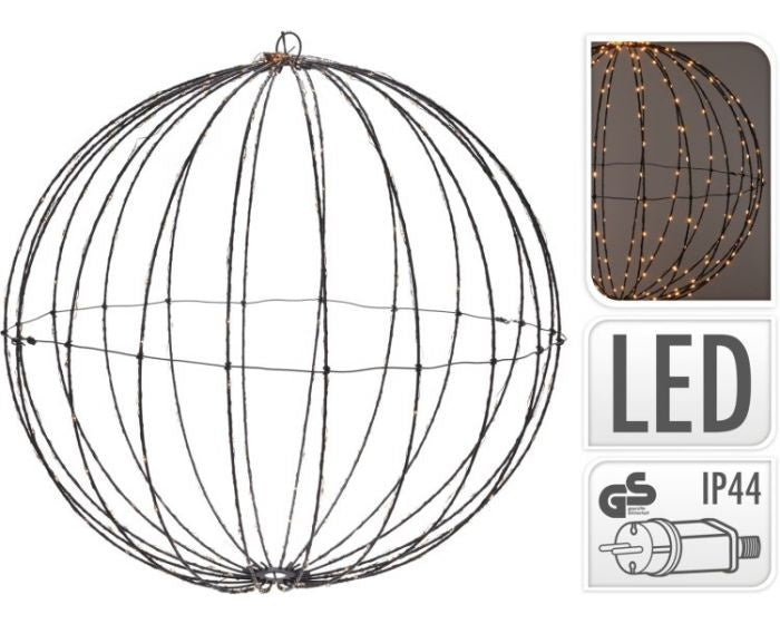 Lichtbol van metaal met timer warm licht 40 cm - Kerstversiering