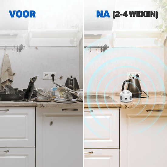 Vulpes Goods® Verjager - Ultrasonische Muizenverjager - Ongedierte Verjager Voor Binnen - Diervriendelijk Muizen en Insecten Bestrijding - Diervriendelijke Muizenval - 360 Graden Bescherming - Pest Repeller - MAX versie - Wit