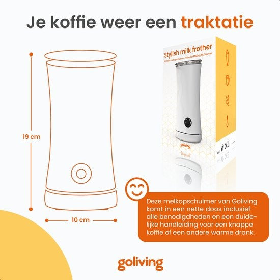 Goliving Melkopschuimer Elektrisch 4-in-1 Voor Opschuimen en Verwarmen Non-stick coating 240 ml Wit