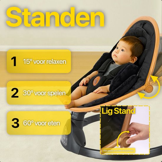 MATTI® - Elektrische Wipstoel - Babyschommel - Schommelstoel - Babyswing - Incl. Bluetooth & Afstandsbediening