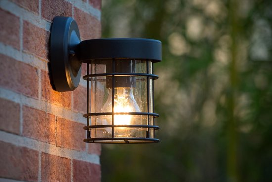 Lucide KEPPEL - Wandlamp Binnen/Buiten - 1xE27 - IP23 - Zwart