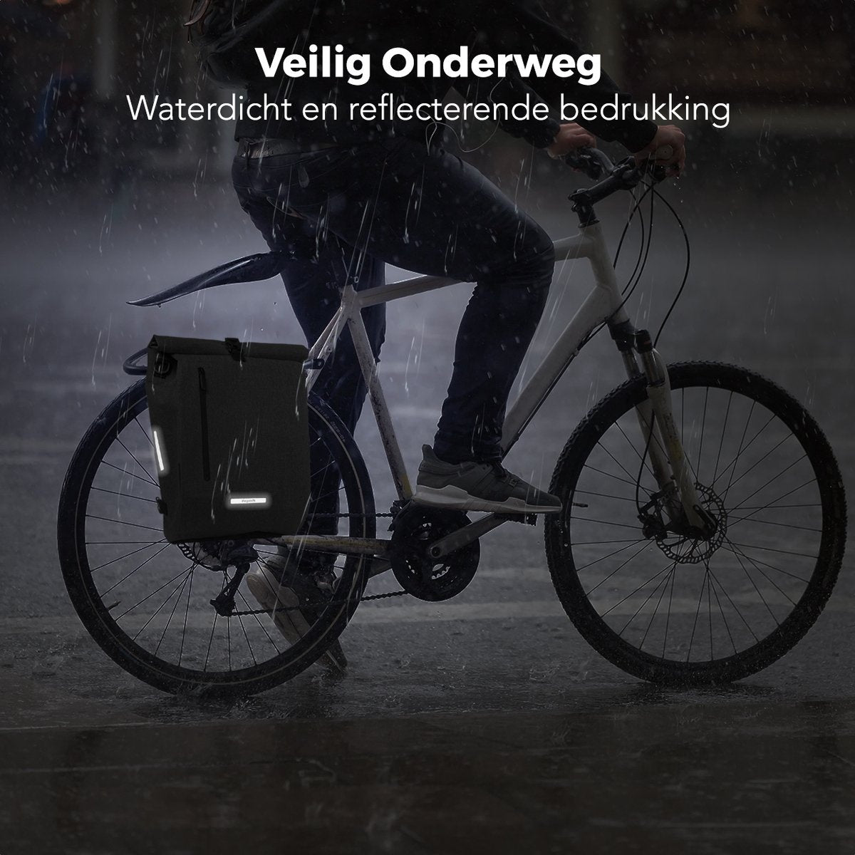 LifeGoods Enkele Fietstas - Compact - Schoudertas en Rugtas - 25L - Ronde Bagagedragers - Waterdicht - Zwart