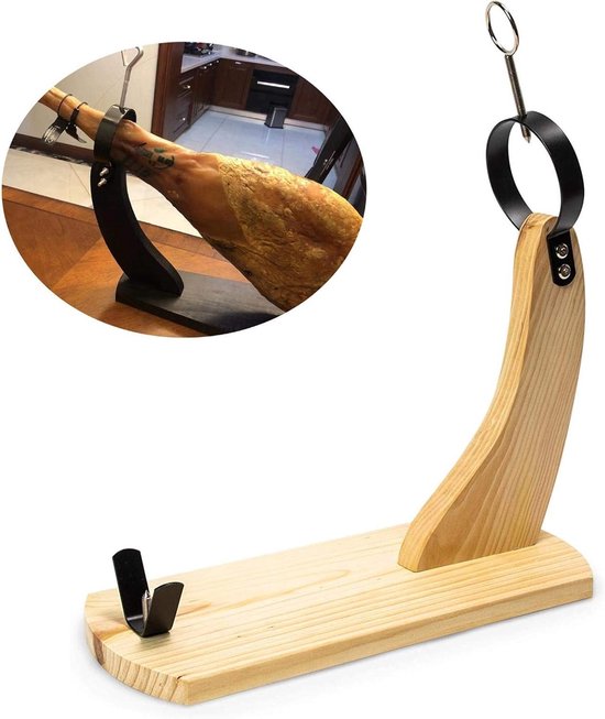 Ceruzo Hamhouder – Houten Hamstandaard met Metaal – Spaanse Ham 4–9 kg – 40x19x36 cm