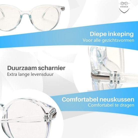 LC Eyewear Beeldschermbril - Blauw Licht Bril - Incl. Brillenkoker - Unisex - Transparant Blauw