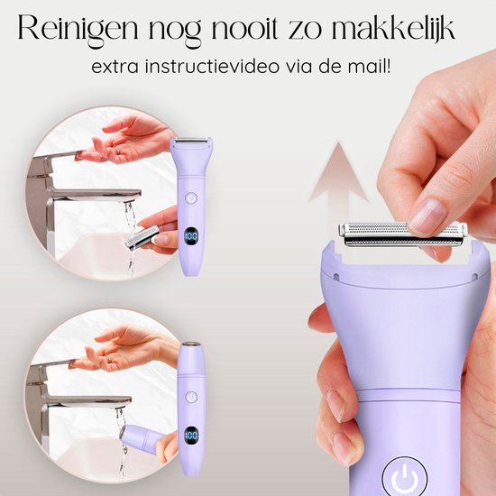 3-in-1 Ladyshave met Display - Gezicht - Oksels - Benen - Bikinilijn - Sansbeauté® - Scheerapparaat Vrouw - Ontharingsapparaat Electrisch Ontharen - Gezichtsontharing Dames - Trimmer Vrouw - Ladyshaves Bikini - USB Oplaadbaar
